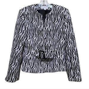 Liz Claiborne Black and White Animal Print Jacket Sz 12